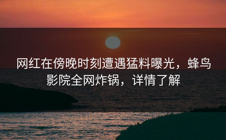 网红在傍晚时刻遭遇猛料曝光，蜂鸟影院全网炸锅，详情了解