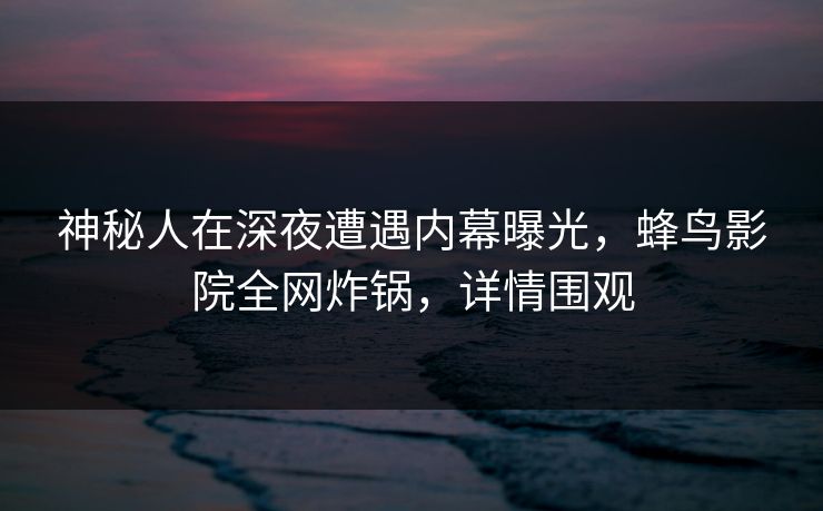 神秘人在深夜遭遇内幕曝光，蜂鸟影院全网炸锅，详情围观